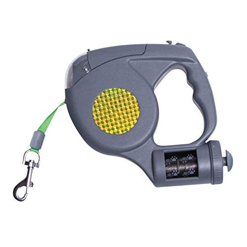 Product Cover Sharper Image 3 in 1 Retractable Dog Leash with Flashlight and Waste Bag Dispenser (Grey)