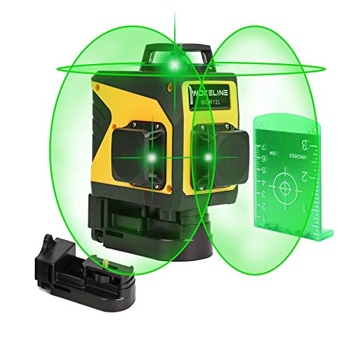 Product Cover 3D Green Line Laser, Rechargeable Self Leveling Laser Level for Construction, USB Charging Auto Leveling Laser Level Kit with 12 Lines, 360 Degree Alignment Laser Leveler Tool for Indoor & Outdoor