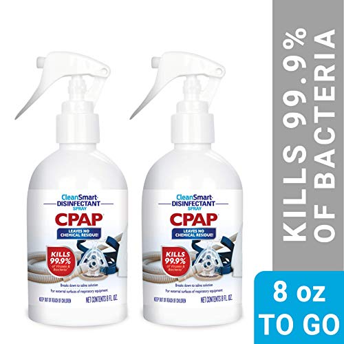 Product Cover CleanSmart CPAP Disinfectant Spray, 8 Ounce Travel Bottle (Pack of 2), Kills 99.9% of Viruses, Bacteria, Germs, Mold, and Fungus, Leaves No Chemical Residue