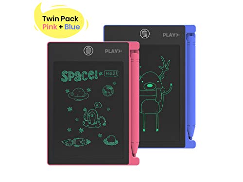 Product Cover 2 Pack LCD Writing Tablet Electronic Drawing Doodle Boards for Kids Battery Operated Electric Digital Graphic Handwriting pad Children Doodling Board with Stylus paperless E-Writer 4.4 inch PlayO