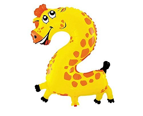 Product Cover Krisah® Small Size 17 inches No 2 Giraffe Shape Animal Print Number Balloon (2)