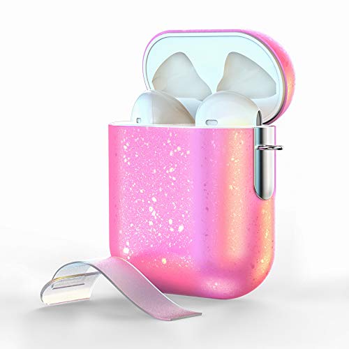 Product Cover Airpods Case,AOJI Airpod Case Cover, Stylish Sparkling Changing Hue with Patented-Design Clip, Hard Shell, Compatible with Apple Airpods 1 & 2, Pink