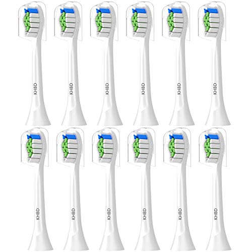 Product Cover KHBD Replacement Brush Heads Compatible with Phillips Sonicare Electric Toothbrush, 12 Pack Fit Philips Plaque Control, Gum Health, FlexCare, HealthyWhite, Essence+ and EasyClean (White)