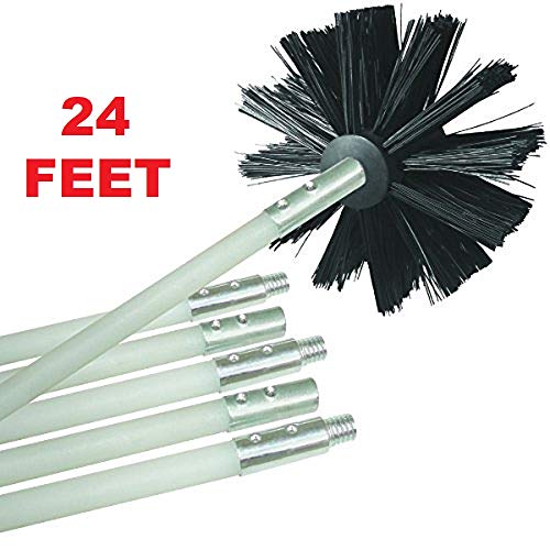 Product Cover Flexible Dryer Vent Cleaning Kit, Lint Remover, Extends up to 24 Feet, Synthetic Clean Brush Head, Use With or Without a Power Drill (24 Feet)