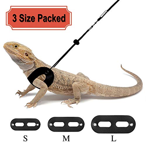 Product Cover RYPET 3 Packs Bearded Dragon Harness and Leash Adjustable(S,M,L) - Soft Leather Reptile Lizard Leash for Amphibians and Other Small Pet Animals