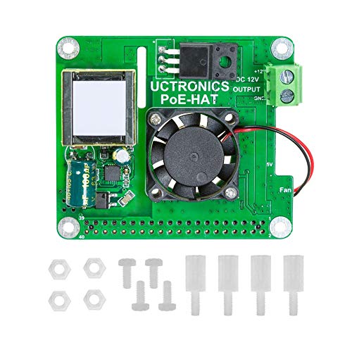 Product Cover UCTRONICS PoE Hat for Raspberry Pi, 802.3at Power Over Ethernet Expansion Board for Raspberry Pi 4 B 3 B+, with Cooling Fan