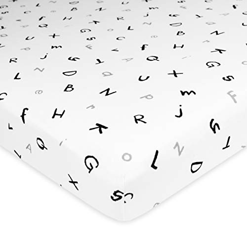 Product Cover TL Care Printed 100% Natural Cotton Jersey Knit Fitted Bassinet Sheet, Alphabet, Soft Breathable, for Boys and Girls
