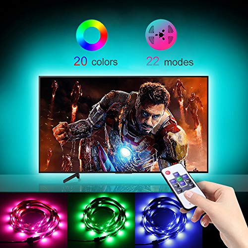 Product Cover LED Strip Lights for TV,USB Plug-in 8.2ft LED TV Backlight with RF Remote,Color Changing Bias Lighting Kit for 32-60 inch HDTV/Car/Cabinet
