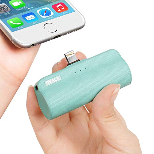 Product Cover iWALK Battery Charger Portable with Built in Connector, 3300mAh Mini Portable Charger Power Bank Compatible with iPhone 11 Pro Xs XR X 8 Plus 7 6 Pus,Green