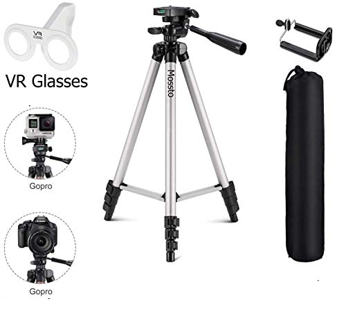 Product Cover Mossto Adjustable Aluminium Alloy Tripod Stand Holder for Mobile Phones & Camera, 360 mm -1050 mm, 1/4 inch Screw + Mobile Holder Bracket