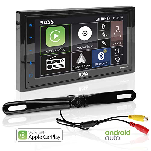 Product Cover BOSS Audio Systems BCPA9685RC Apple CarPlay Android Auto Car Multimedia Player With Rearview Camera - Double-Din, 6.75 Inch LCD Touchscreen, Bluetooth, MP3 Player, USB Port, AM/FM Car Radio