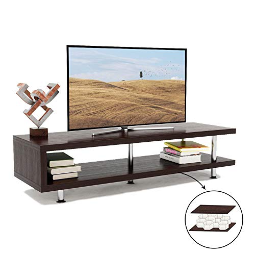 Product Cover Bestier Short TV Stand with 2-Shelf Storage, 47inch Media Furniture Wood Storage Console with Steel Frame, Hollow Core Entertainment Center/Coffee Table/Sofa Table/Gaming Stand for Home Office