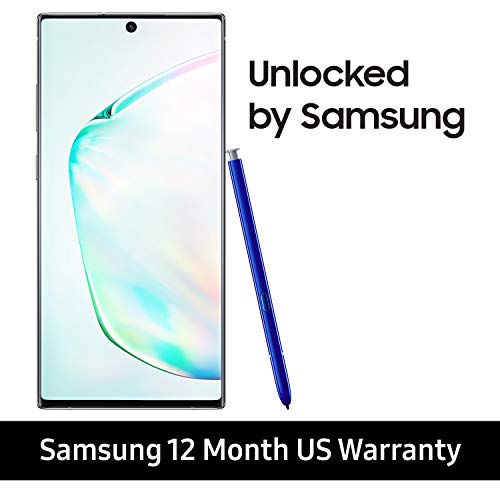 Product Cover Samsung Galaxy Note 10+ Plus Factory Unlocked Cell Phone with 256GB (U.S. Warranty), Aura Glow (Silver) Note10+