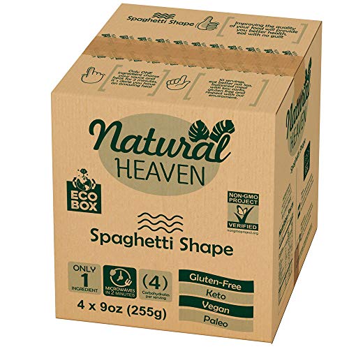 Product Cover ECOBOX Natural Heaven Pasta Substitute | Spaghetti Hearts of Palm Noodles | 4 Count 9 oz | Kosher | Environmental friendly