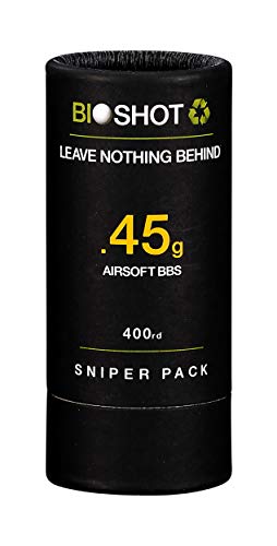 Product Cover BioShot Biodegradable Airsoft BBS - .45g Super Slick Seamless Sniper Weight Competition Match Grade for All 6mm Airsoft Guns and Accessories (400 Round Sniper Pack, White)