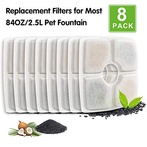 Product Cover PK.ZTopia Cat Fountain Replacement Filter -Pack of 8, Pet Fountain Filters, Carbon Replacement Filter for 84oz/2.5L Automatic Pet Fountain Cat Water Fountain Dog Water Dispenser