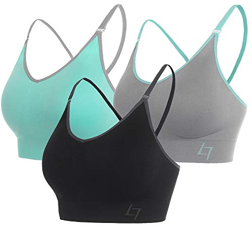 Product Cover FITTIN Cross-Over Sports Bra Pack of 3 - Padded Seamless Med Impact Support for Yoga Gym Workout Fitness Medium