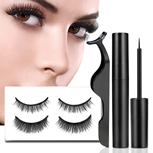 Product Cover Magnetic Eyelashes with Eyeliner, Magnetic Eyeliner and Magnetic Eyelash Kit, Natural Look False Eyelashes, Extra Strength Magnetic Eyeliner, easy to wear and Reusable (2-Pairs)