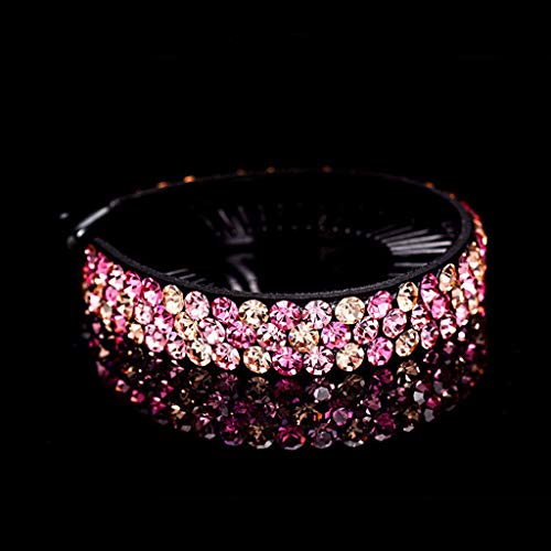 Product Cover MHDGG Large Hair Clips Rhinestone Hair Clips for Women Girls,Crystal Rhinestones Hair Barrettes Diamond Bling Hairpins Headwear Barrette Styling Tools Accessories,Pink