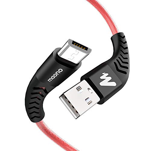 Product Cover Maono UM201 Unbreakable Tough Micro USB Cable for Fast Charging and High Speed Data Syncs, 1.5 Meter, Red