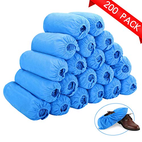Product Cover Shoe Covers Disposable,200 Packs (100 Pairs),Large Size Fits Most People,Shoe Cover Booties for Indoor and Outdoor, Hospital & Construction.Protect Your Home, Floors and Shoes（Blue） (blue)