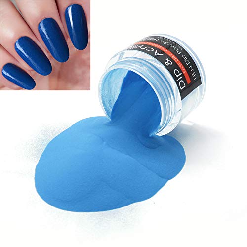 Product Cover 2 In 1 Blue Acrylic Dip Powder (Added Vitamin & Calcium) I.B.N Dipping Powder Color 1 Ounce, Non-Toxic & Odor-Free, without UV LED Lamp Cured (81)