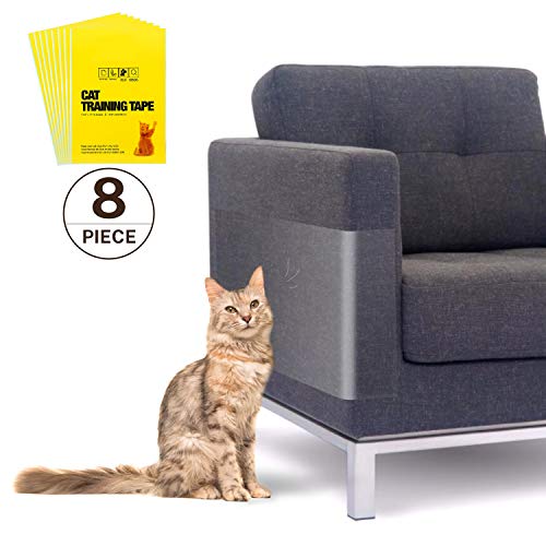 Product Cover Kohree 8pcs Anti Cat Scratch Tapes,Cat Scratch Furniture Protector Cat Couch Protector Clear Double Sided Deterrent Cat Traning Tape Cat Anti Scratch Pads for Furniture,17 Inches L x 12 Inches W