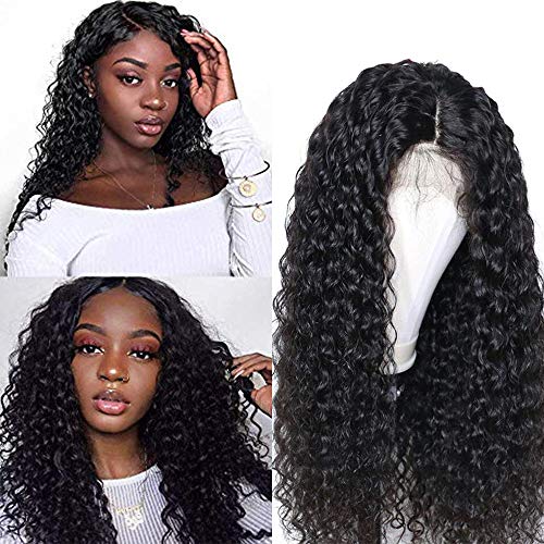 Product Cover Larhali Brazilian 13x6 Deep Wave Lace Front Wigs Human Hair Pre Plucked Lace Front Deep Curly Wigs with Baby Hair Glueless Lace Wigs for Black Women 150% Density Unprocessed Virgin Human Hair(16inch)