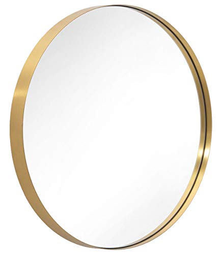 Product Cover ANDY STAR Round Mirror for Bathroom, Gold Circle Mirror for Wall Mounted, 30'' Modern Brushed Brass Metal Frame Round Mirror For Wall Decor, Vanity, Living Room, Bedroom