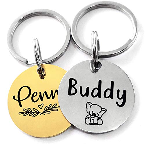 Product Cover YiXiEr Round Pet ID Tags Collar Accessories Stainless Steel Cat Tags and Dog Tags Personalized Front and Back Engraving