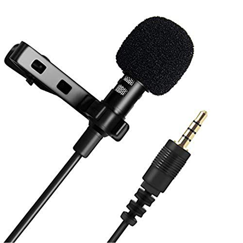 Product Cover Encul Professional Lavalier Lapel Clip-on Metal Microphone Voice Recorder 3.5mm Jack Omni Directional Condenser Audio Noise Cancelling Recording Long & Strong Wire with Perfect for YouTube, Interview