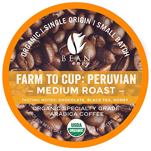 Product Cover Bean Envy Organic Single Serve Coffee Pods - Fair Trade, Specialty Grade, Small Batch, Medium Roast - Compatible With Keurig Brewers - Peruvian (16ct)