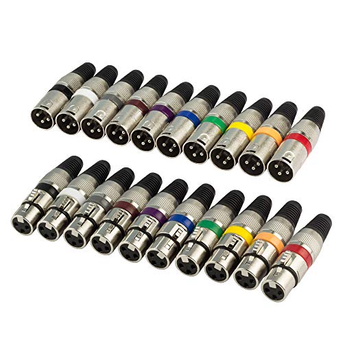 Product Cover EBXYA XLR Connector Male to Female Colored- 3 Pins 10 Pairs Heavy Duty DMX Audio Microphone Connector