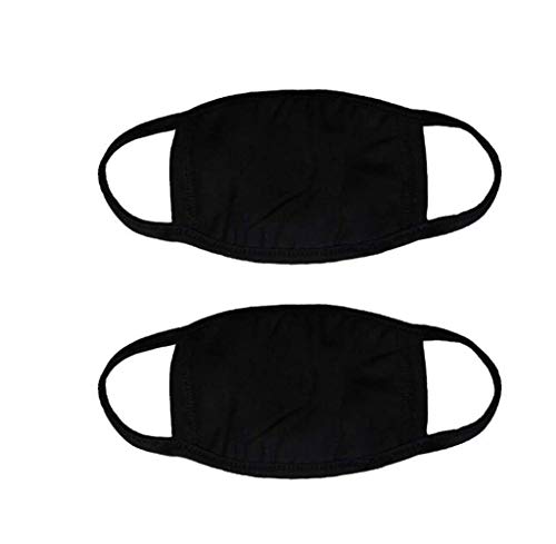 Product Cover Mouth Mask, Unisex Adult Cotton Blend Ear Loop Face Mask, Anti Dust Warm Ski Cycling Safety K-pop Fashion Mask Various Use With Adjustable Ear Loops for Women Man,Black（2 Pack）