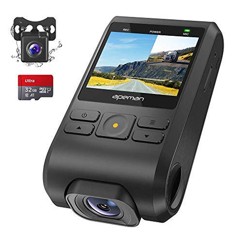 Product Cover APEMAN Dash Cam, Front and Rear Camera for Cars FHD 1080P IPS Screen, Support GPS, SD Card Included, 170°Wide Angle, Motion Detection, Night Vision, G-Sensor, Parking Monitor, Loop Recording, WDR