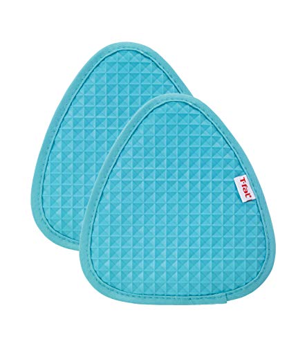 Product Cover T-fal Textiles Waffle Silicone Pot Holder Set, Softflex, Non-Slip Grip, Heat Resistant, 8.25-inches x 7.5-inches, 2 Pack, Breeze Blue