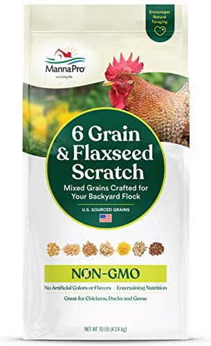 Product Cover Manna Pro Non-GMO 6 Grain & Flaxseed Scratch Chicken Feed, Best for Chicks, Ducks, Geese, USA Sourced (10 Pounds)