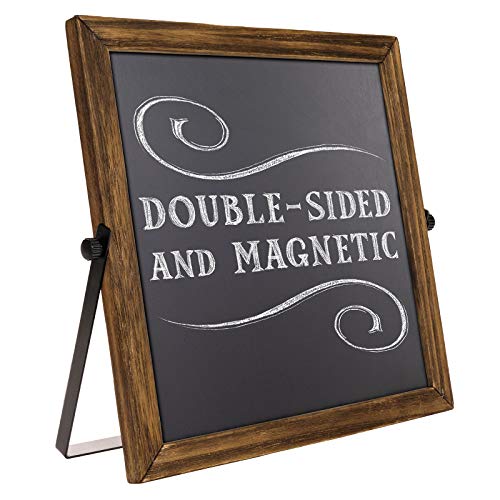 Product Cover Rustic Chalkboard Sign Wooden Frame with Adjustable Stand Menu Message Board Double Sided Display Magnetic Surface Reversible 11 x 11 Inches