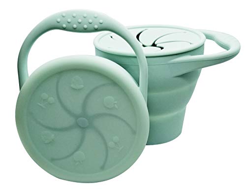 Product Cover Snack Attack | Toddler Snack Cup Baby Snack Container Collapsible Silicone Snack Catcher Lid No Spill (Mint Green)