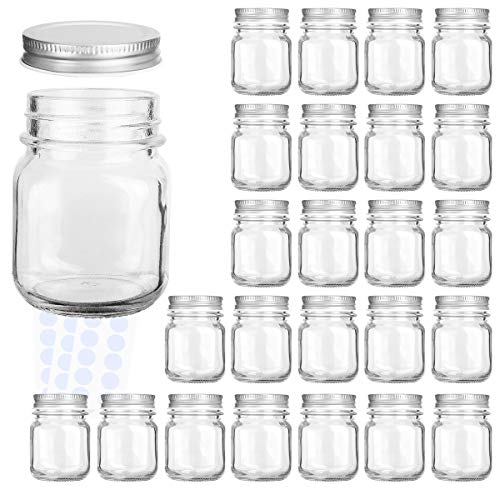 Product Cover Glass Jars, KAMOTA 4 oz Mini Glass Jars with Lids Perfect for Mason Jars, Canning Jars, Favor Jars, Baby Food Jars, DIY Magnetic Spice Jars, Jam Jars,24 PACK,30 Whiteboard Labels Included