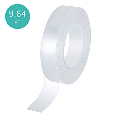 Product Cover HILINGBORA Double Sided Traceless Washable Nano Tape Reusable Clear Double Sided Anti-Slip Nano Gel Pads,Removable Sticky Stips Grip (9.84 ft (3m) Long-1.2 inches (3cm) Wide)