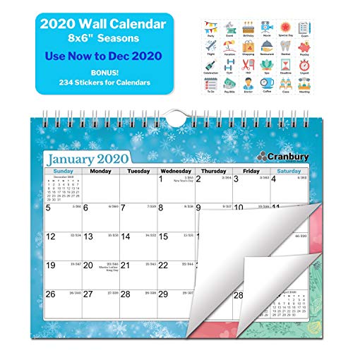 Product Cover Small Wall Calendar 2020 (8x6, Seasons) Monthly Wall Calendar, Hanging Calendar, Use Now to December 2020, Mini 2020 Calendar for Bulletin Board, with Stickers for Calendars