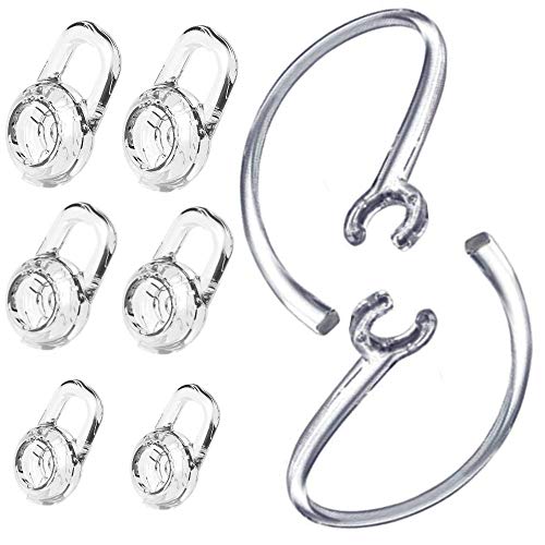 Product Cover Replacement Ear Gel Tips & Loop Clip SML Spare Kit for Plantronics M155 M165 M180 M55 M25 M90 Explorer 500 Headset Clamp, Gel Earbuds Eartips 6PCS & Earhooks Earloop 2PCS (Clear) Headsets Accessories