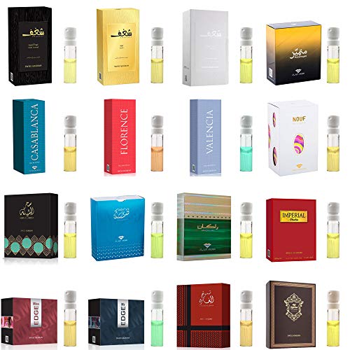Product Cover 21 Swiss Arabian Designer Fragrance Samples | Perfume for Women, Cologne for Men and Unisex | 3mL x 26 Parfum Mini Spray Vials | All The Best Sellers and New Launches Including Oud Wood Testers