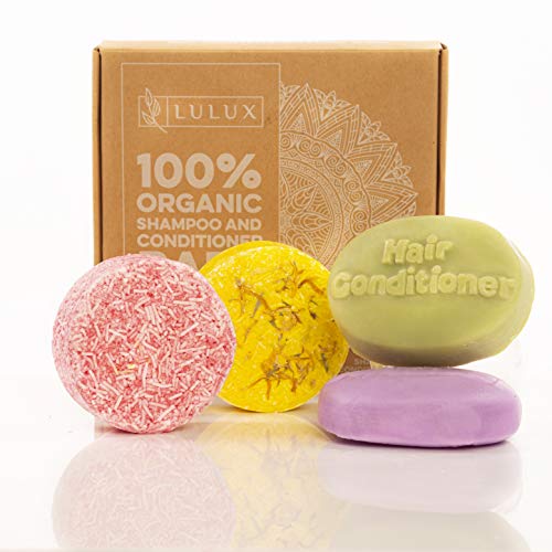 Product Cover Lulux 2 Shampoo Plus 2 Conditioner Bar Set. Natural Organic Set. Normal, Dry and Damaged Hair