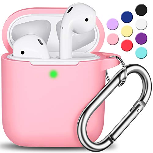 Product Cover AirPods Case Cover with Keychain, Full Protective Silicone AirPods Accessories Skin Cover for Women Girl with Apple AirPods Wireless Charging Case,Front LED Visible-Pink