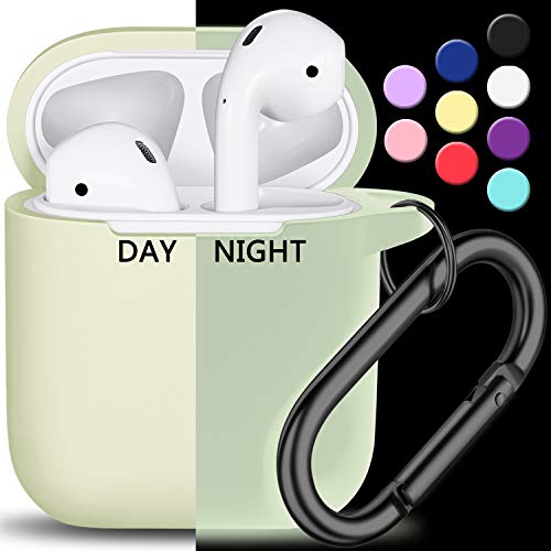 Product Cover AirPods Case Cover with Keychain, Full Protective Silicone AirPods Accessories Skin Cover for Women Girl with Apple AirPods Wireless Charging Case,Front LED Visible-Night Glow