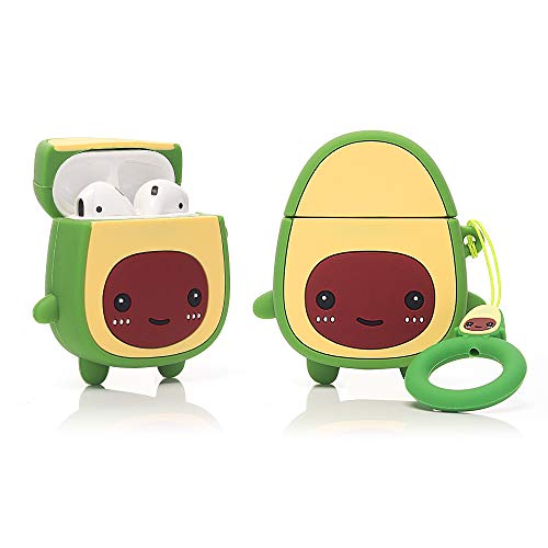 Product Cover LEWOTE Airpods Silicone Case Funny Cute Cover Compatible for Apple Airpods 1&2[Fruit and Vegetable Series][Best Gift for Girls or Couples] (Cute Avocado)