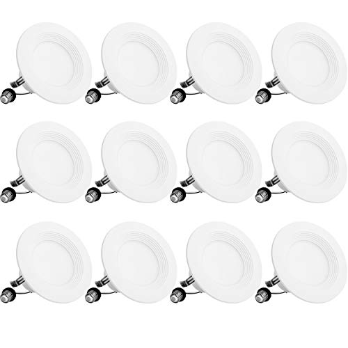Product Cover Bbounder Lighting 12 Pack 4 Inch LED Recessed Downlight, Baffle Trim, Dimmable, 9W=70W, 5000K Daylight, 650 LM, Damp Rated, Simple Retrofit Installation - UL + Energy Star No Flicker