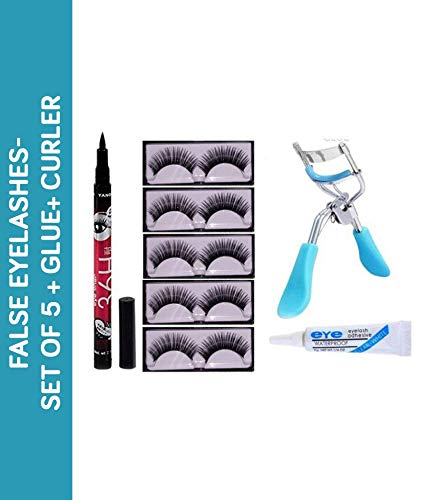 Product Cover RTB False Eyelashes-Set of 5, Eyelashes Glue 36 hrs eyeliner Eyelash Curler